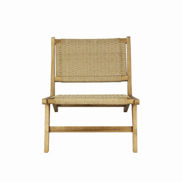 Parker Mid-Century Modern Woven Seagrass Wood Armless Indoor Lounge Chair
